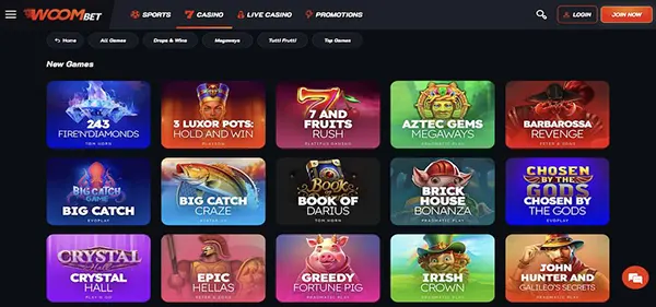 WOOM.BET bonus screen